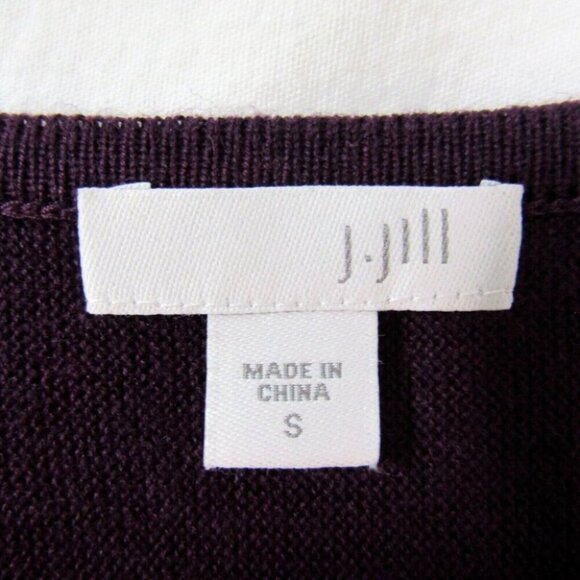 J Jill Wine Burgundy Wool Blend Long Tunic Sweater Size S Lightweight Side Vents - Picture 6 of 9